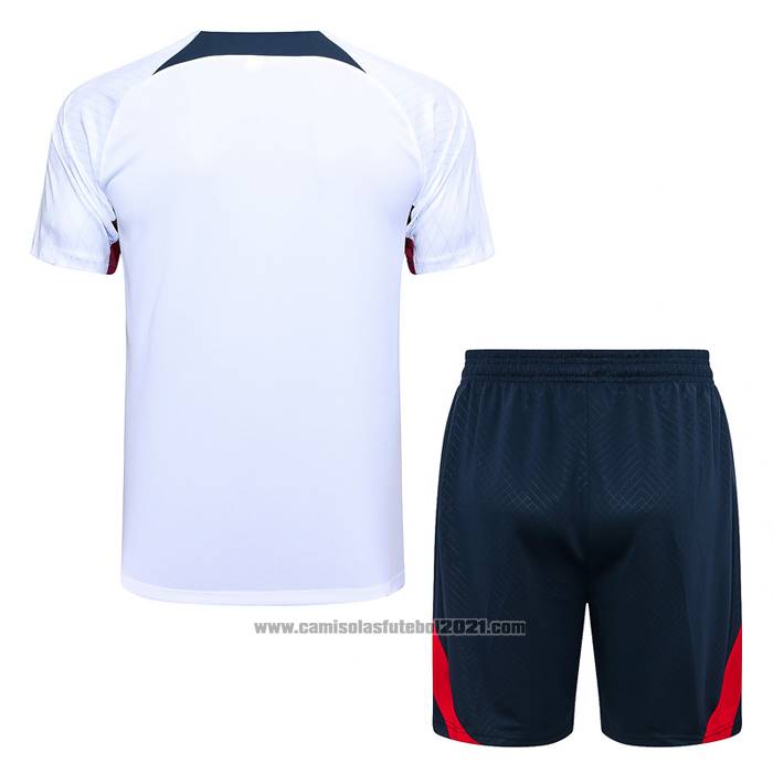 Fato de Treino Paris Saint-Germain Manga Curta 2023-2024 Branco - Calcas Curta